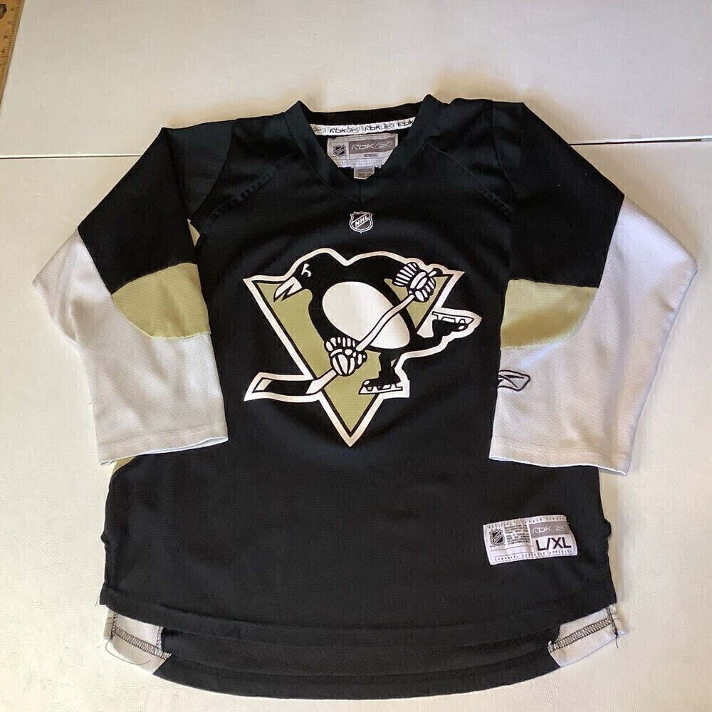 Reebok CCM Pittsburgh Penguins Jersey Size Youth L/XL Black/White